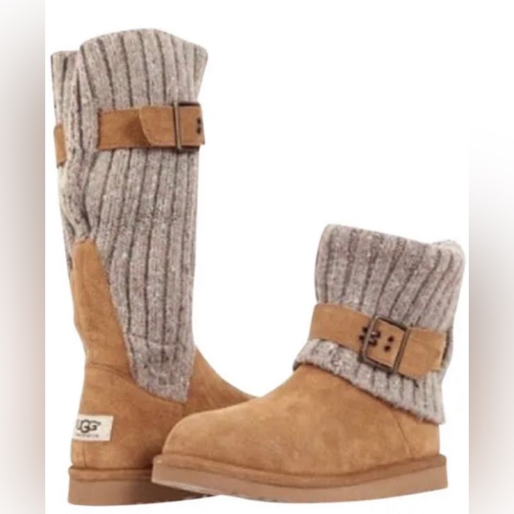 Ugg Cambridge Chestnut Convertible Buckle Knit Boots